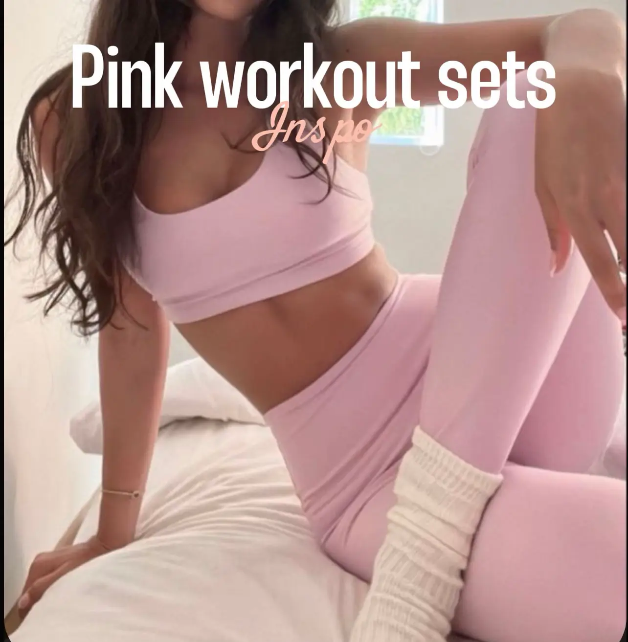 Hot Pink Ribbed Workout Set, Removable Pads
