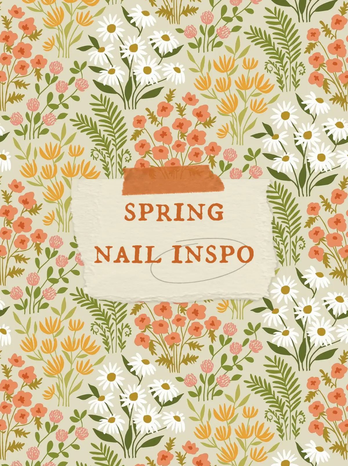  A flowery pattern with a sign that says "spring nail polish".