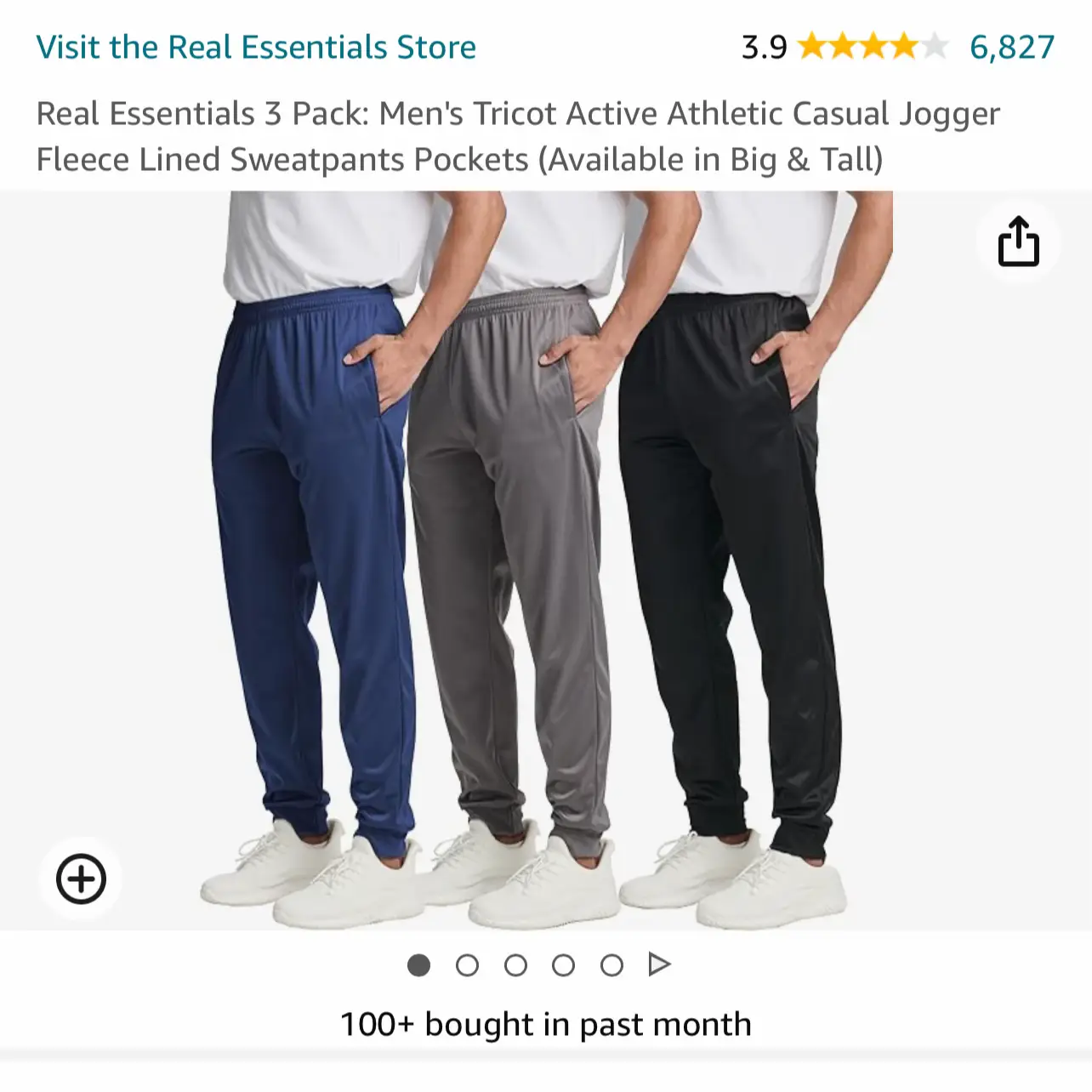 Real Essentials 3 Pack: Men's Tricot Active Athletic Casual Jogger Fleece  Lined Sweatpants Pockets (Available in Big & Tall)