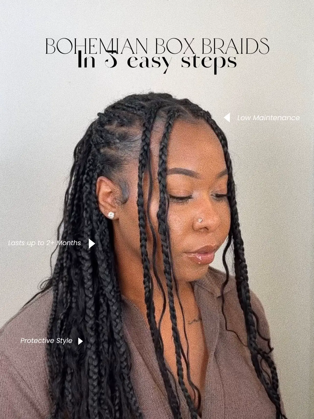 BOHO BRAIDS w/ extensions tutorial 💗 short messy bohemian box braids  trending summer hairstyle 