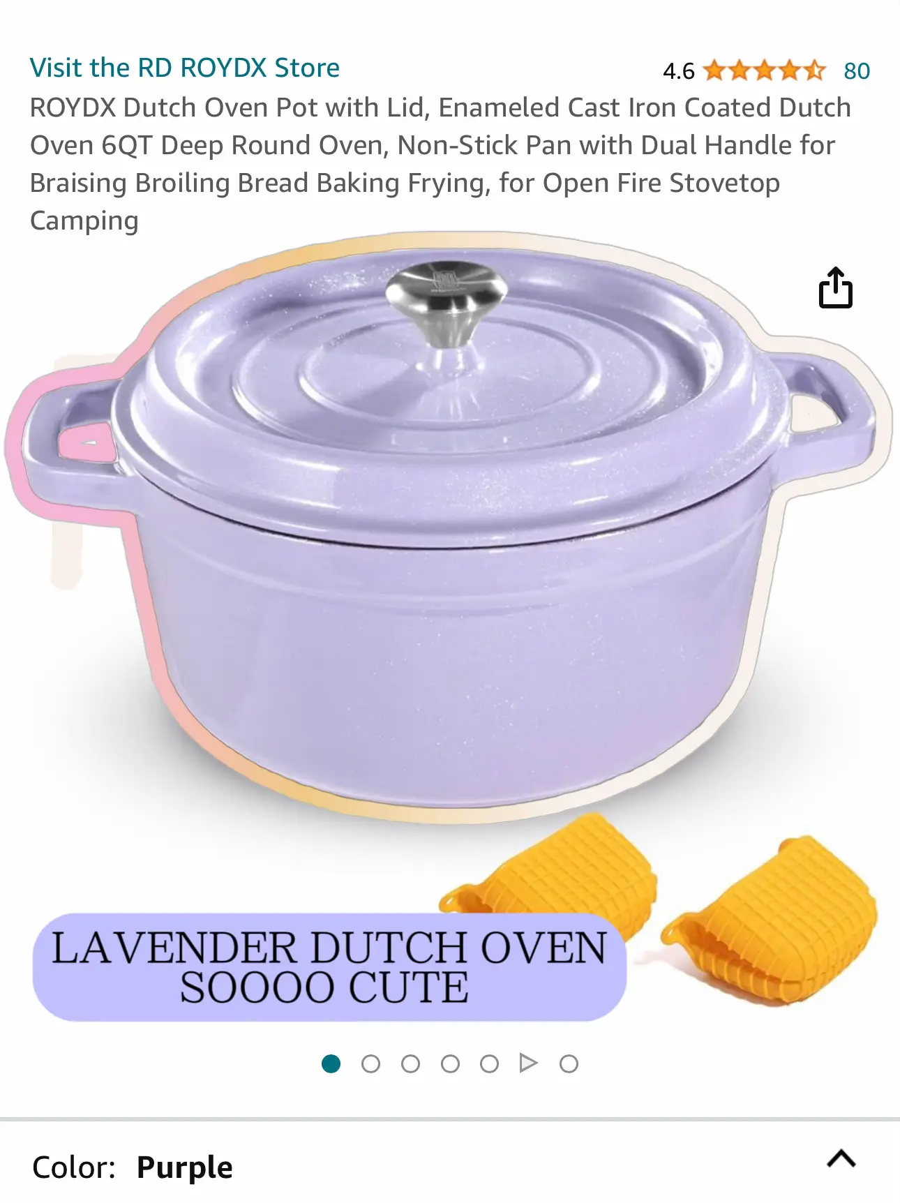 ROYDX Dutch Oven Pot with Lid, Enameled Cast Iron Coated Dutch