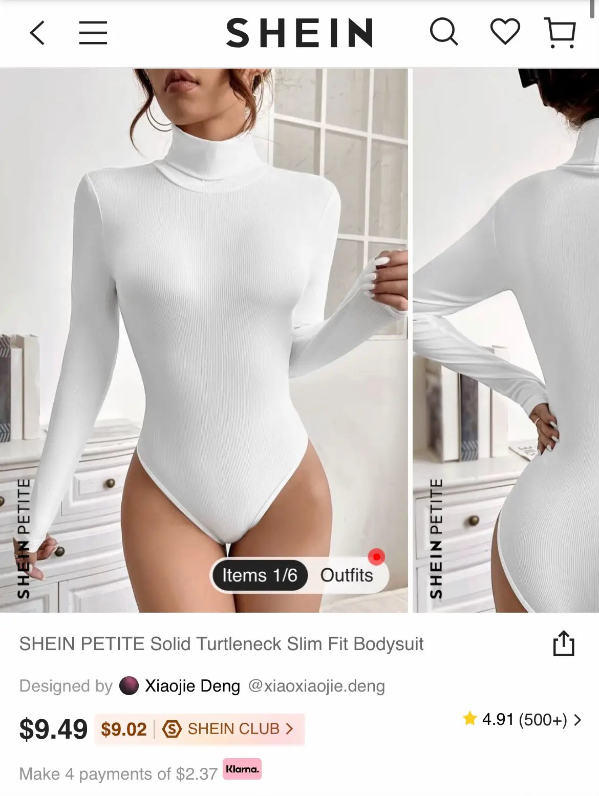 SHEIN PETITE Solid Slim Fit Bodysuit
