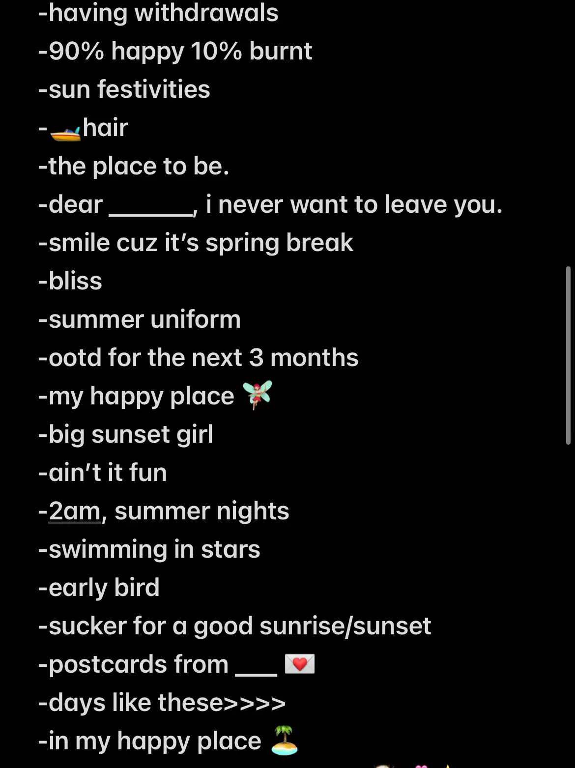  A list of things to do before leaving for summer vacation.