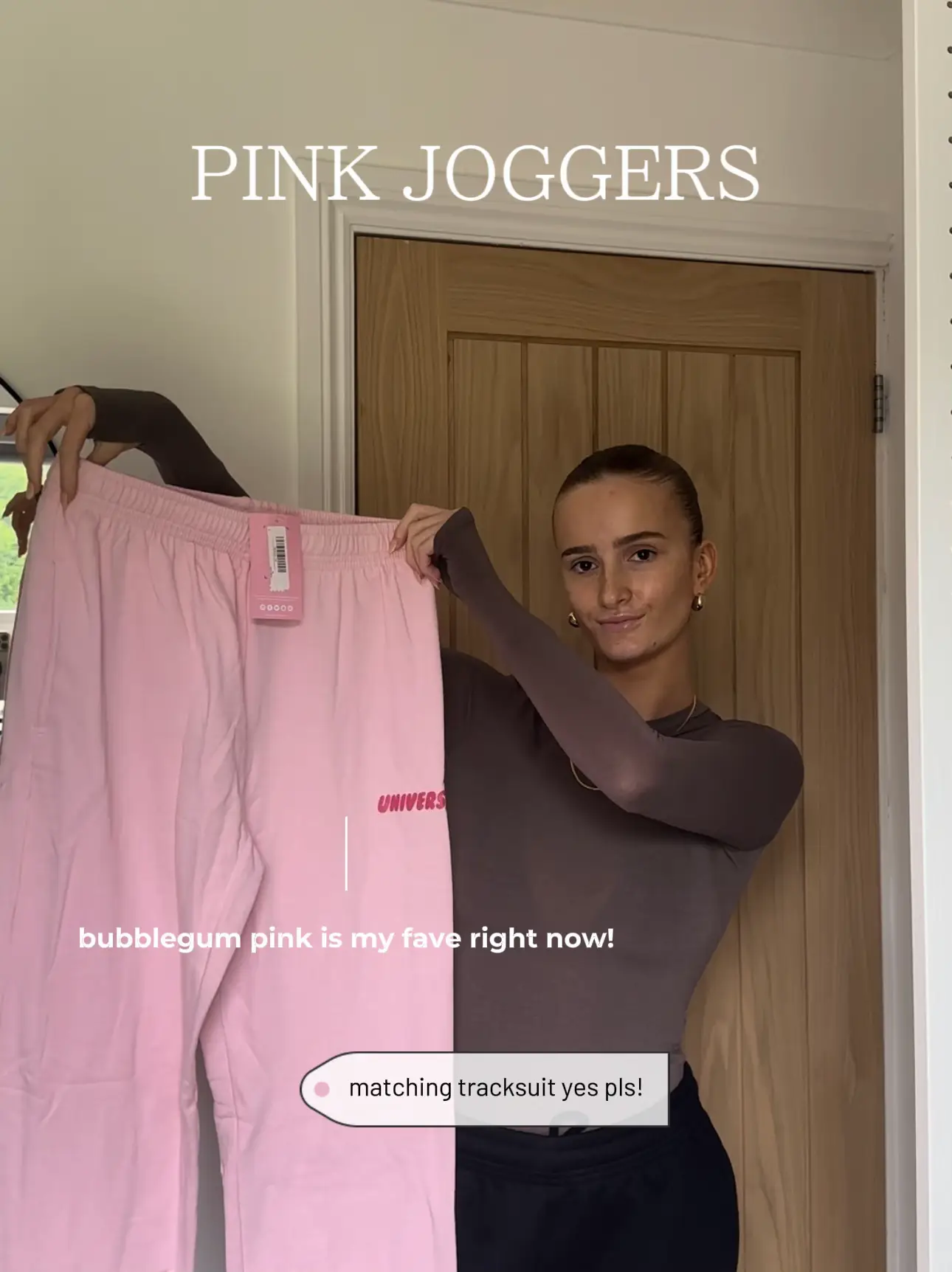 I Saw It First joggers in bubblegum pink