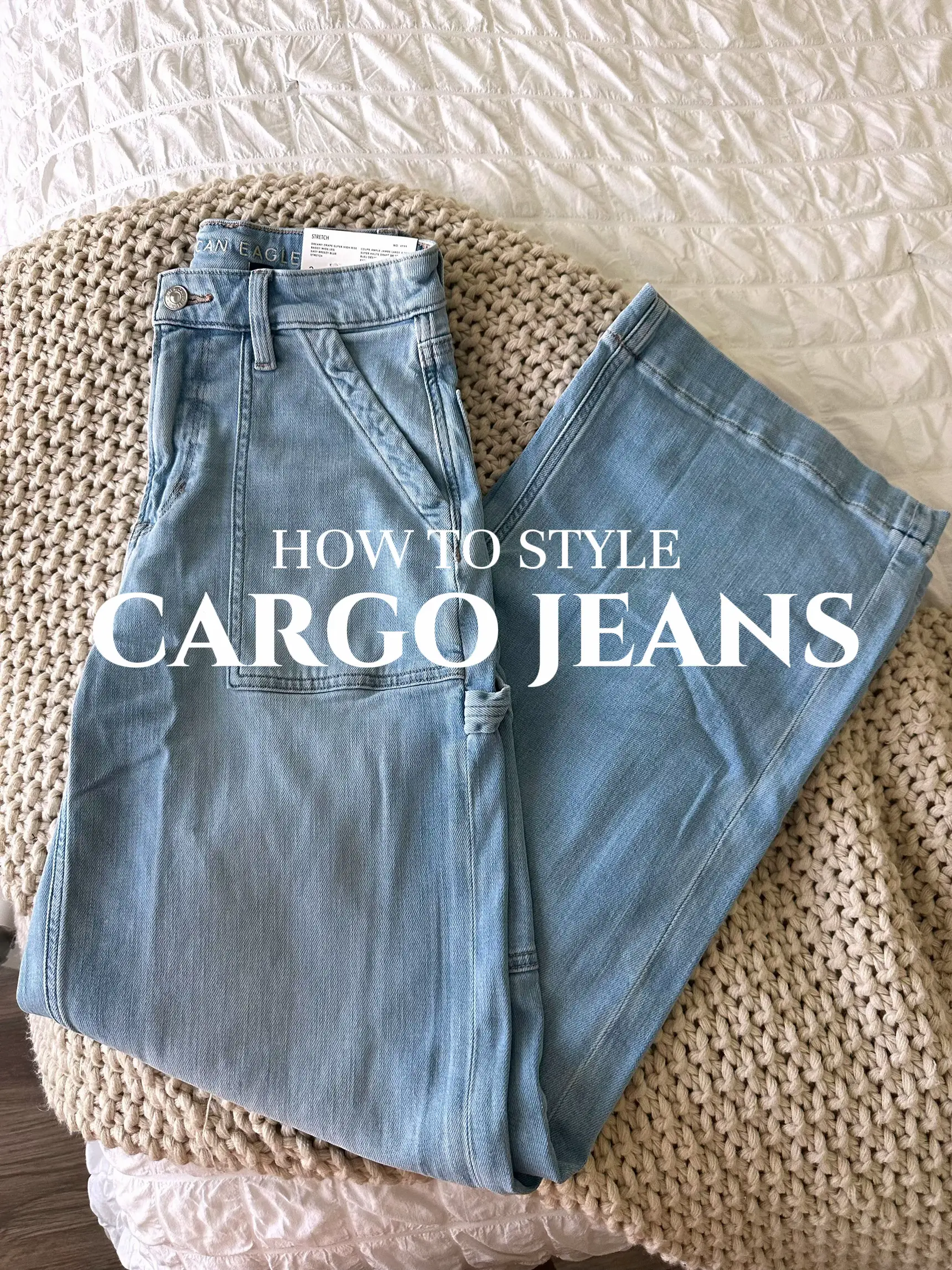 Fairfax High Rise Stretch Cargo Jeans - Acid Wash Grey