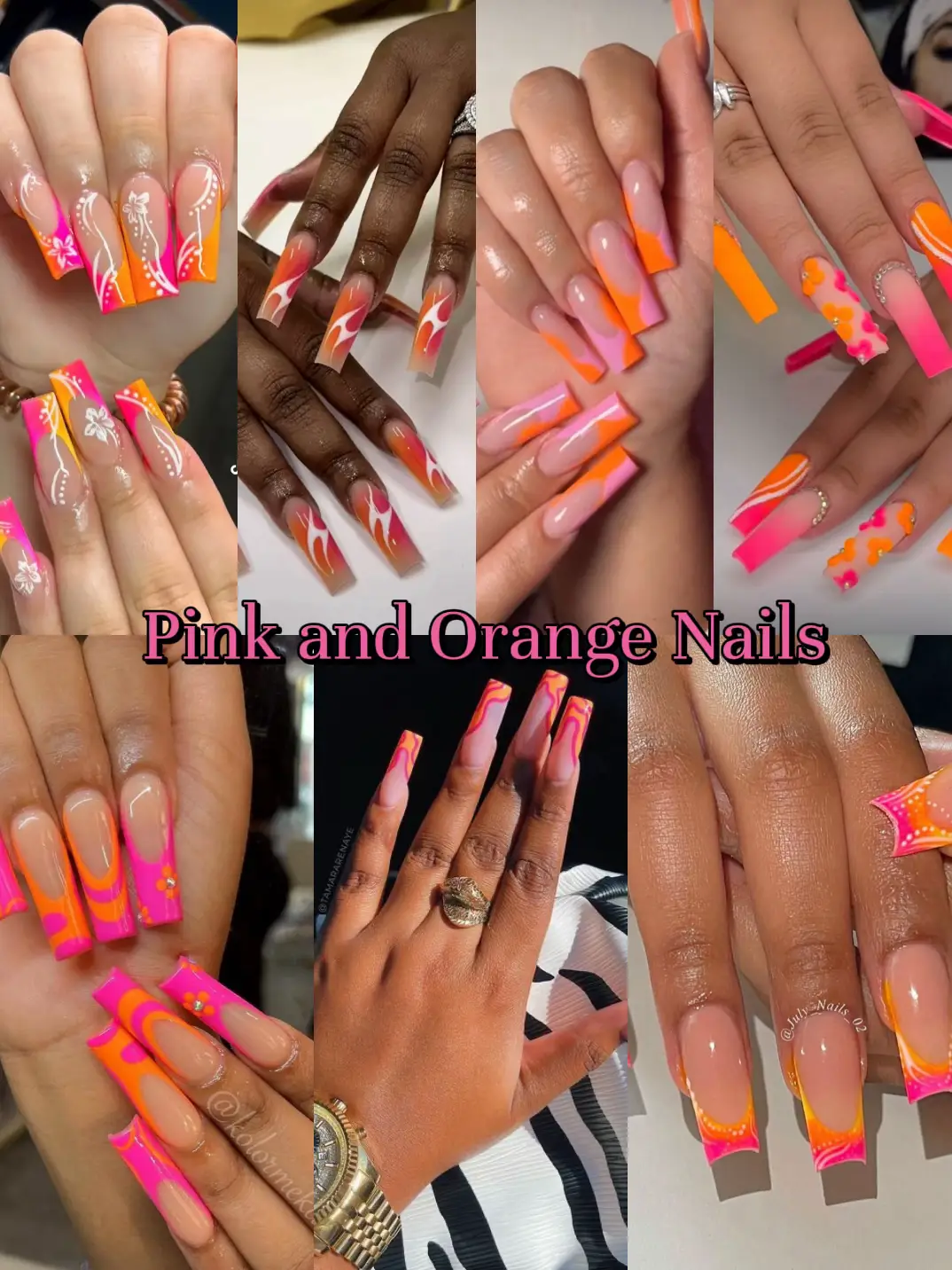 37 Bright Neon orange nails for summer nail colors 2022