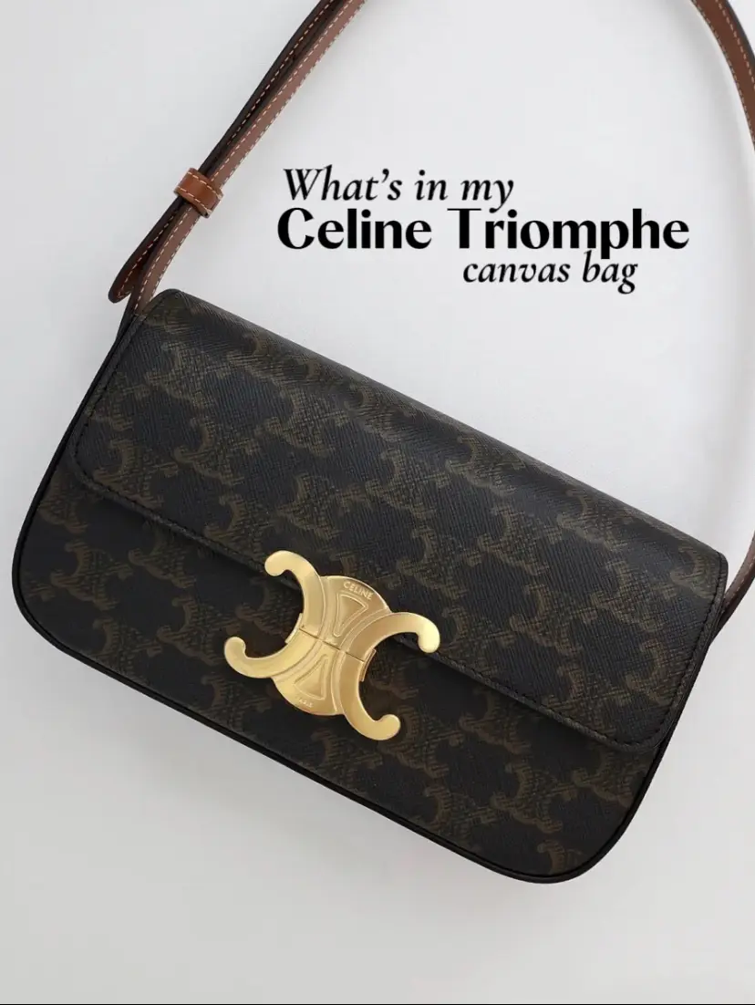 Celine, Bags, Celine Strap Box Top Handle Bag Triomphe Coated Canvas  Brown