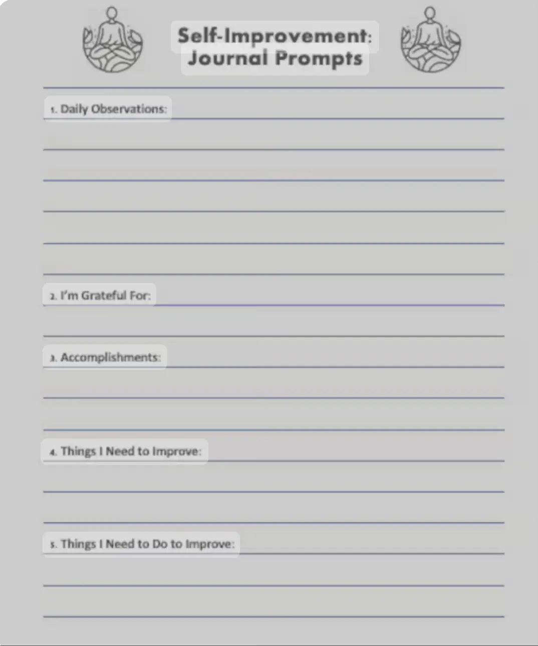  A list of prompts for a journal