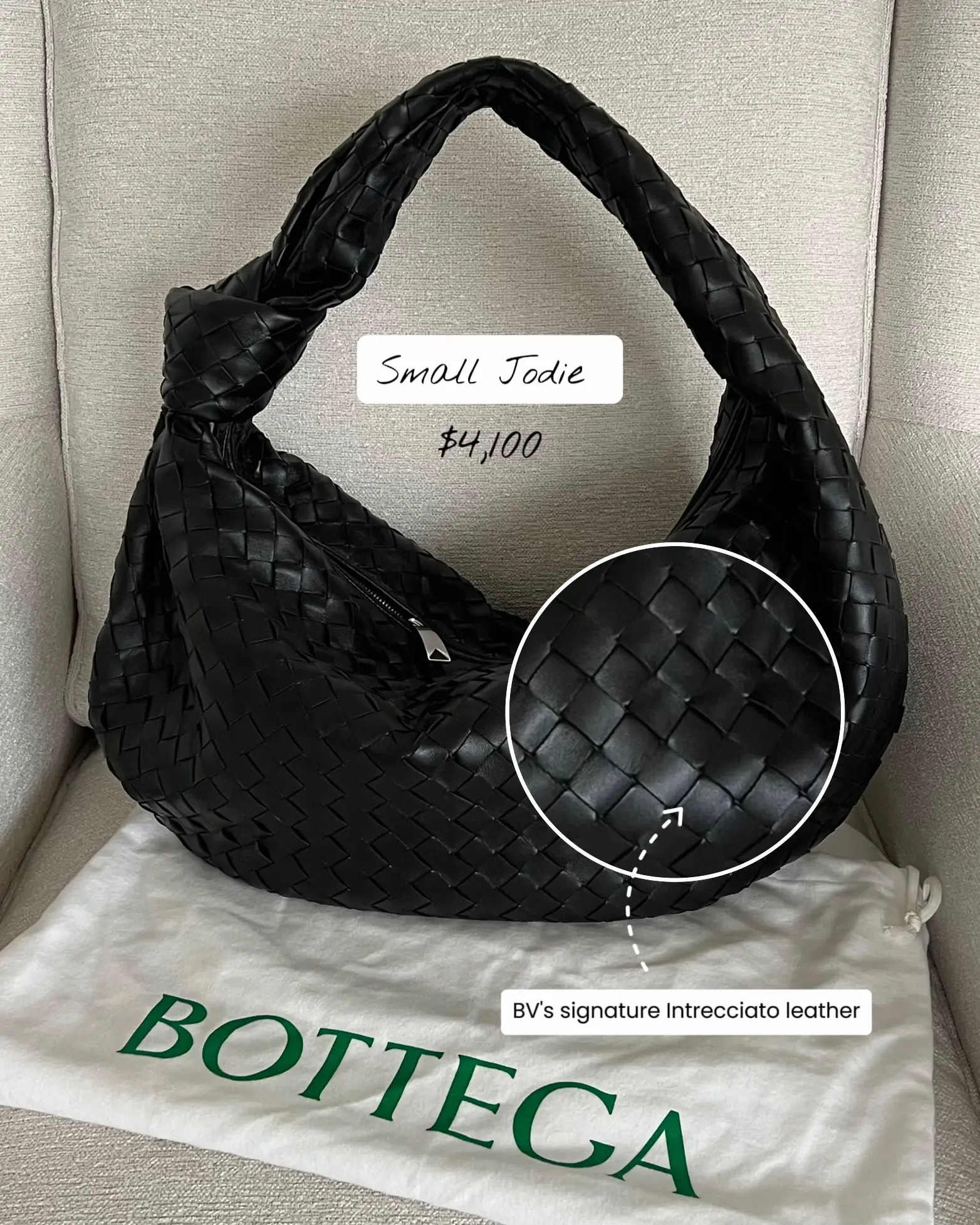 Bottega Veneta - Jodie Black Leather Intrecciato Small Hobo Bag