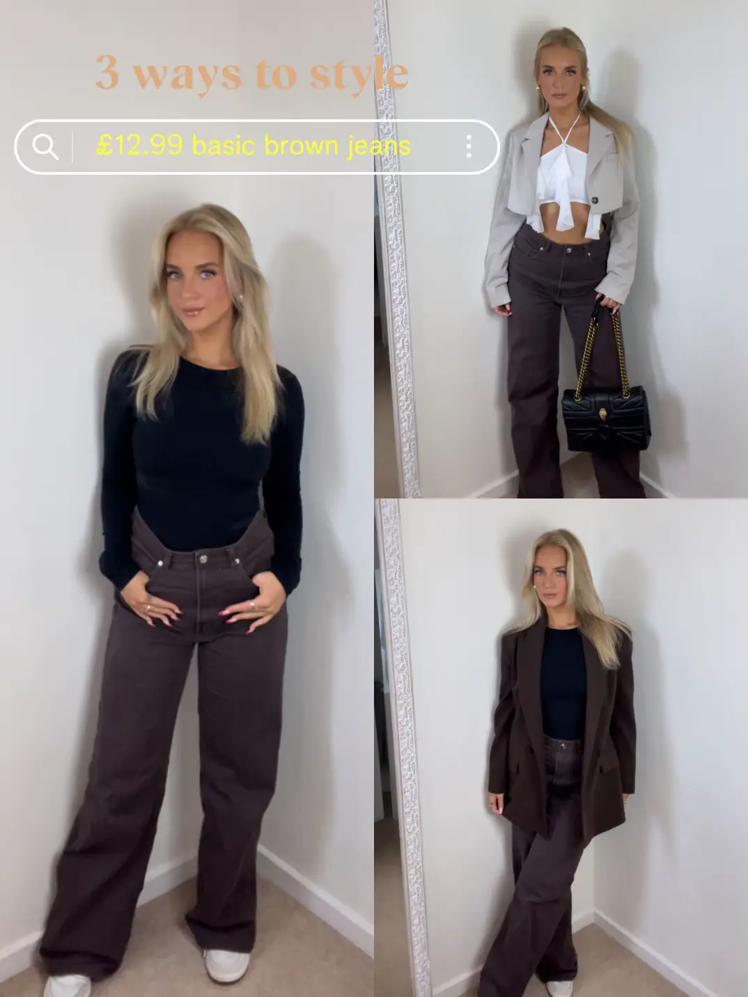 3 ways to style brown faux leather pants!✨ 1, 2, or 3?! Which style is your  favorite?!☺️ You can quickly shop all my outfits in the