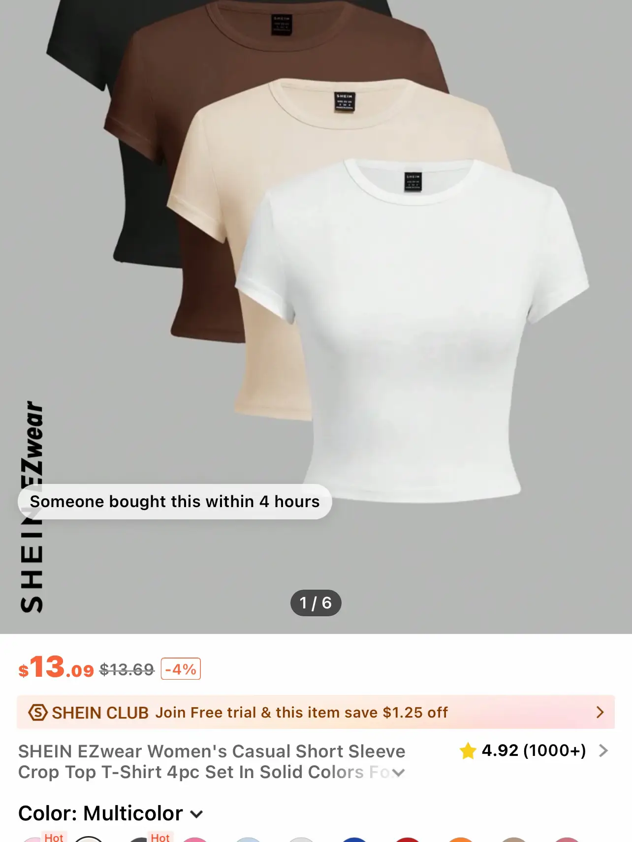 SHEIN EZWear 3pcs SOLID RIBBED TEE, Women's Fashion, Tops, Shirts