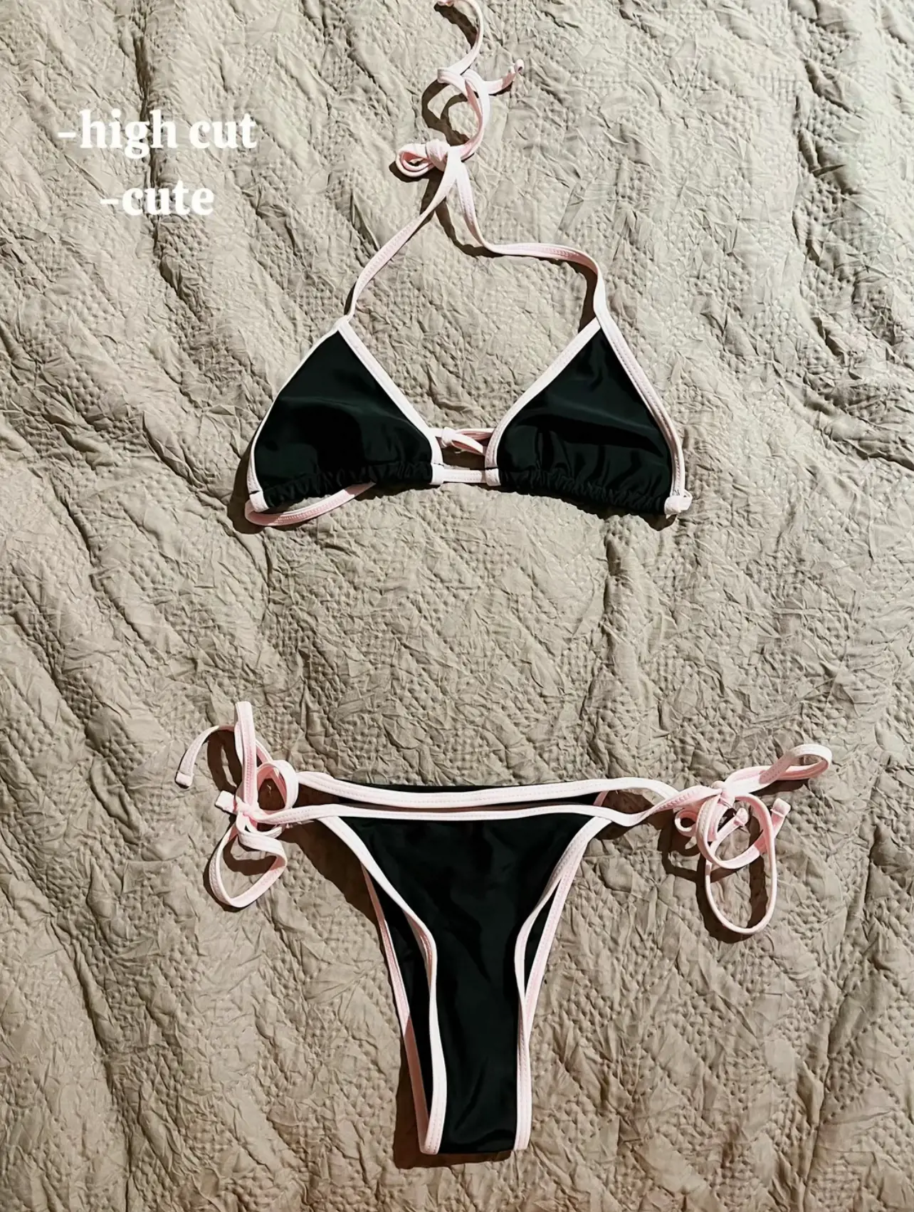 Black Cherry Print Swimsuits Triangle Tie Back Cheeky Bikini - Temu
