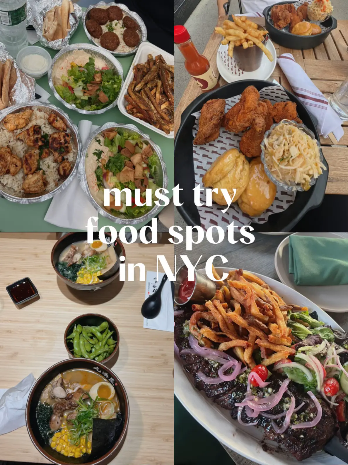  A collage of pictures of food in New York City.
