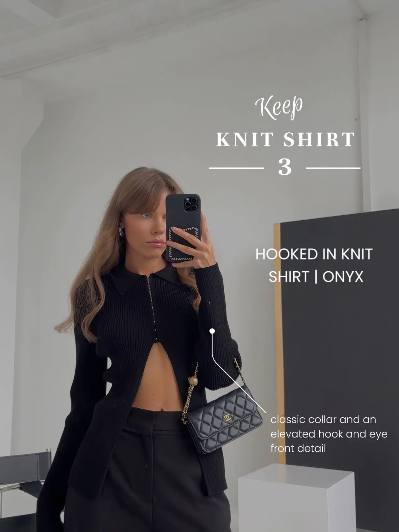 HOOKED IN KNIT SHIRT, ONYX, THIRD FORM, Women's Fashion on Sale