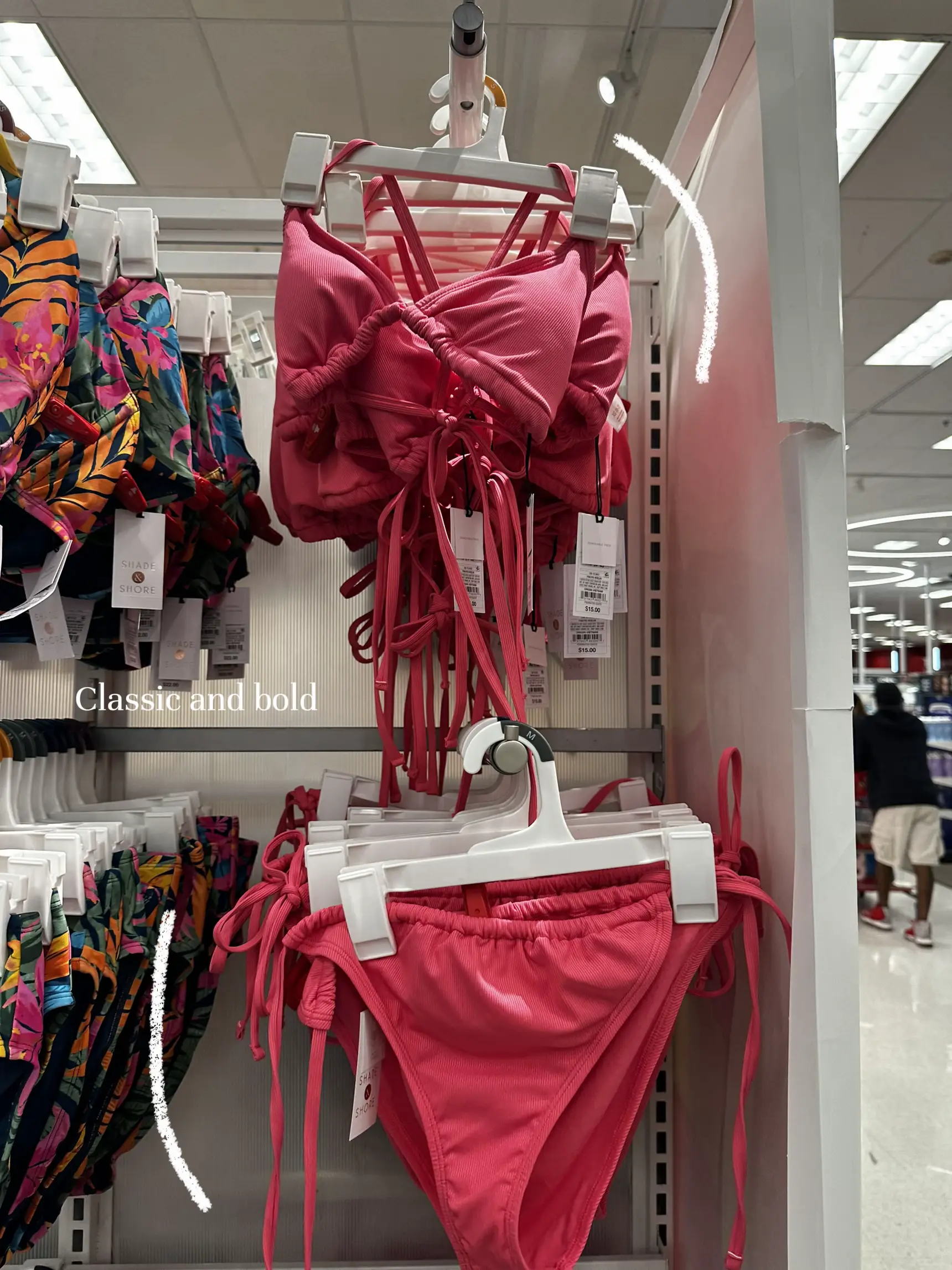 Women's Ribbed Square Neck Bralette Bikini Top - Wild Fable™ Red L : Target