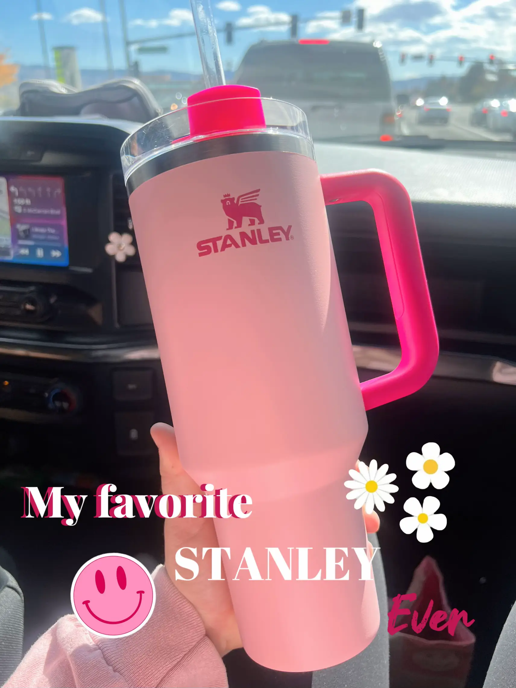 Stanley Cup Cream/White - Stanley Tumbler - Stylish Stanley Tumbler - Pink  Barbie Citron Dye Tie