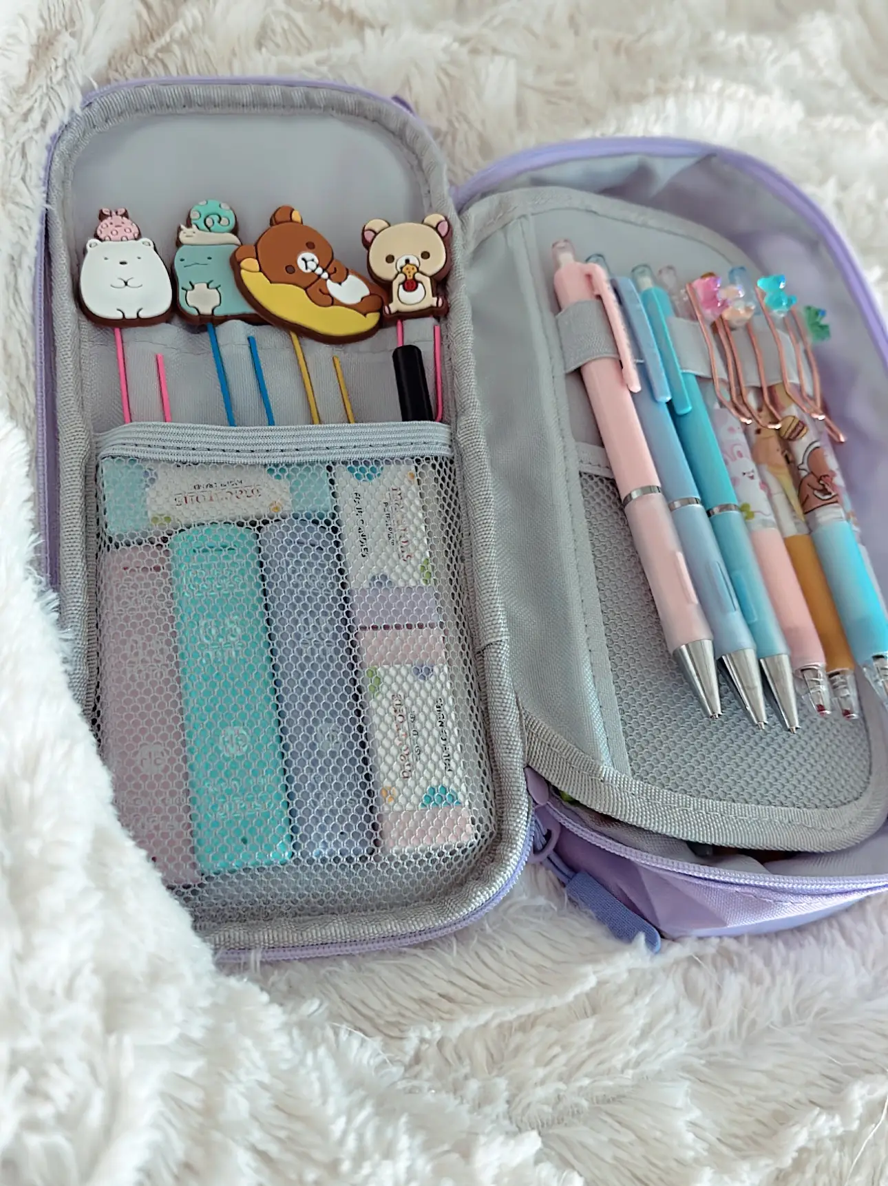 Sooez Large Pencil Case,Big Capacity Pencil Bag with 3 Compartments,Cute  Canvas Pencil Pouch Organizer with Zipper, Portable Stationery Pen Bag,  Cute
