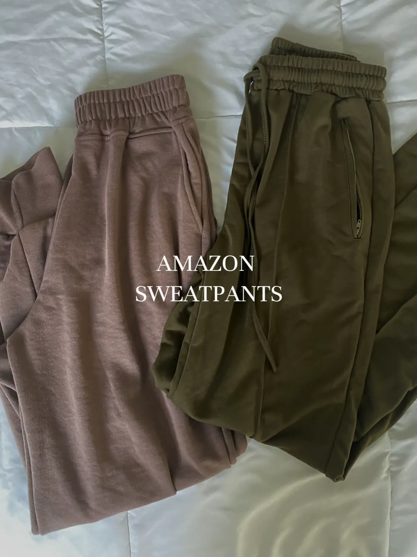 Elastic Waisted Waffle Cinched Bottom Sweatpants for Women with Pockets  Loose Straight Leg Casual Joggers Pants (XX-Large, Army Green)