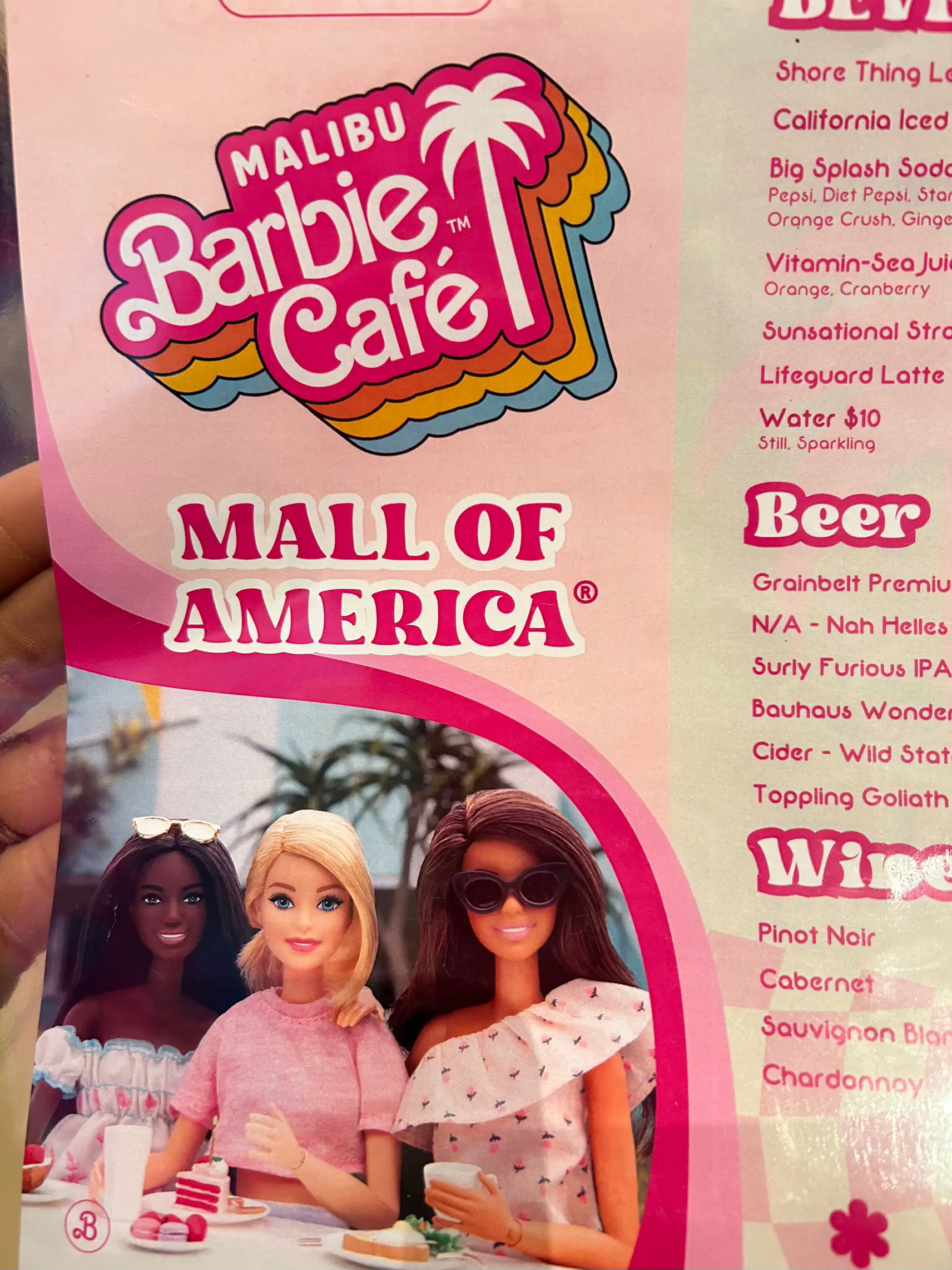 Barbie's cafe hot sale menu