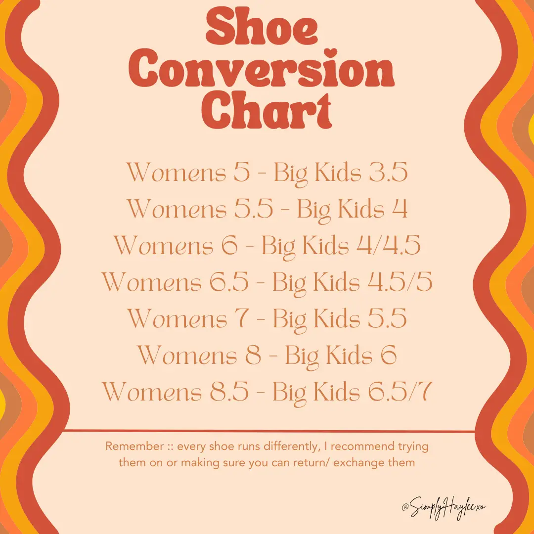 Womens to cheap child shoe conversion