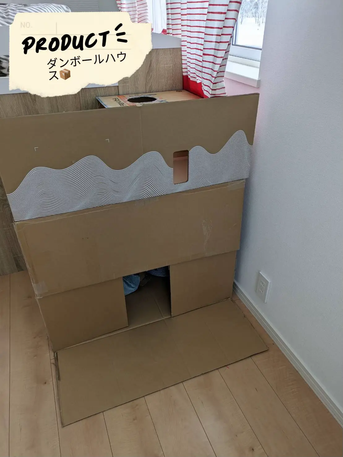 DIY:ダンボールキャットハウス二階建て | うめちゃんが投稿したフォトブック | Lemon8