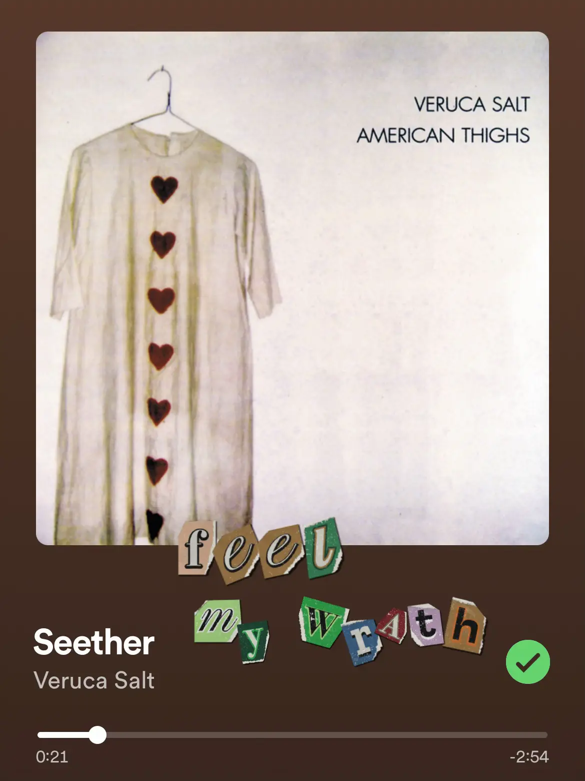 A song by Veruca Salt with the words "Feel Seether" written above it.