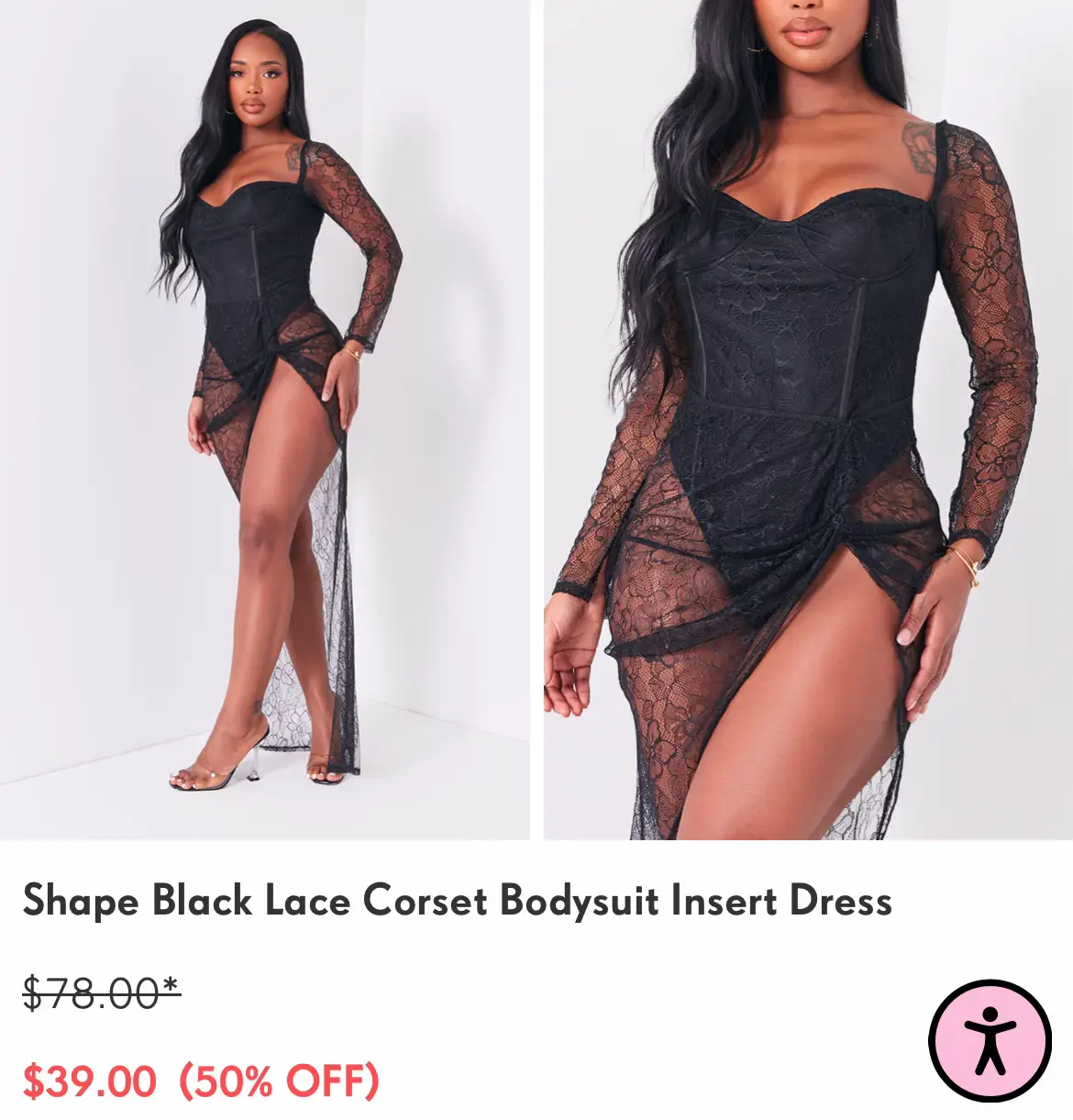 Shape Black Lace Corset Bodysuit Insert Dress
