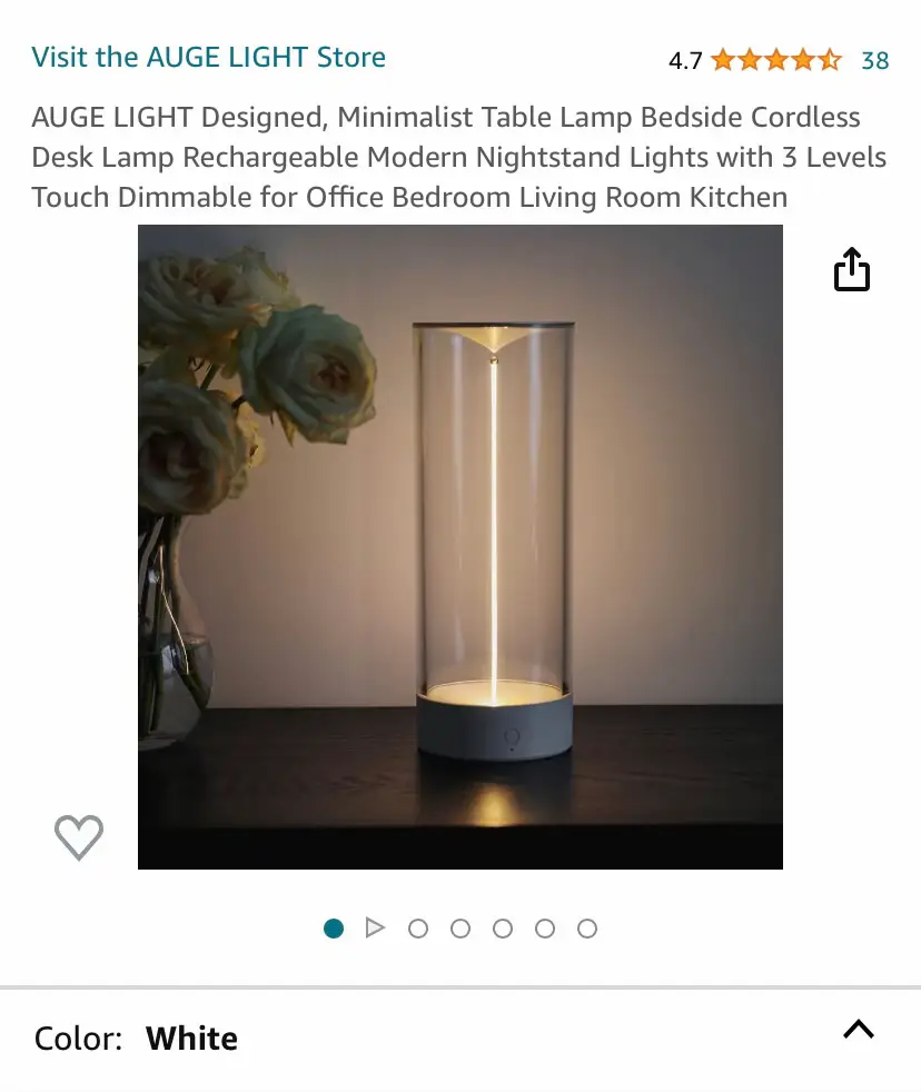 AUGE LIGHT Designed Large Minimalist Table Lamp Bedside Cordless