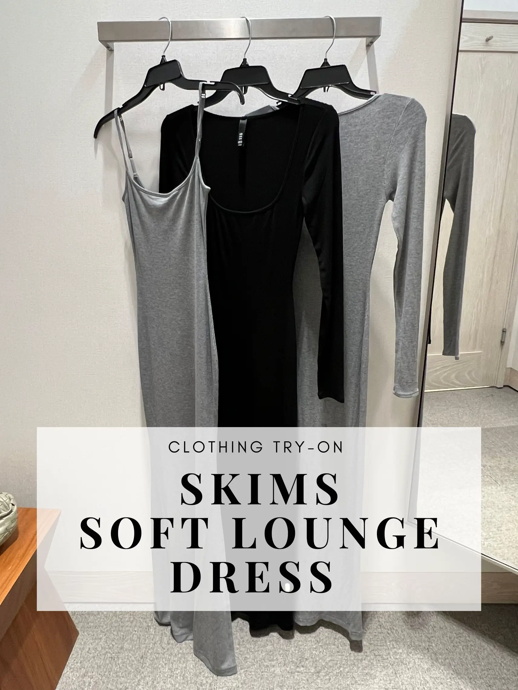 SKIMS, Dresses, Skims Soft Lounge Long Sleeve Dress Onyx Black