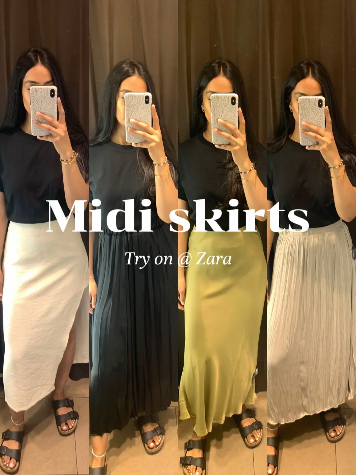 Midi skirts for summer, try on @ Zara