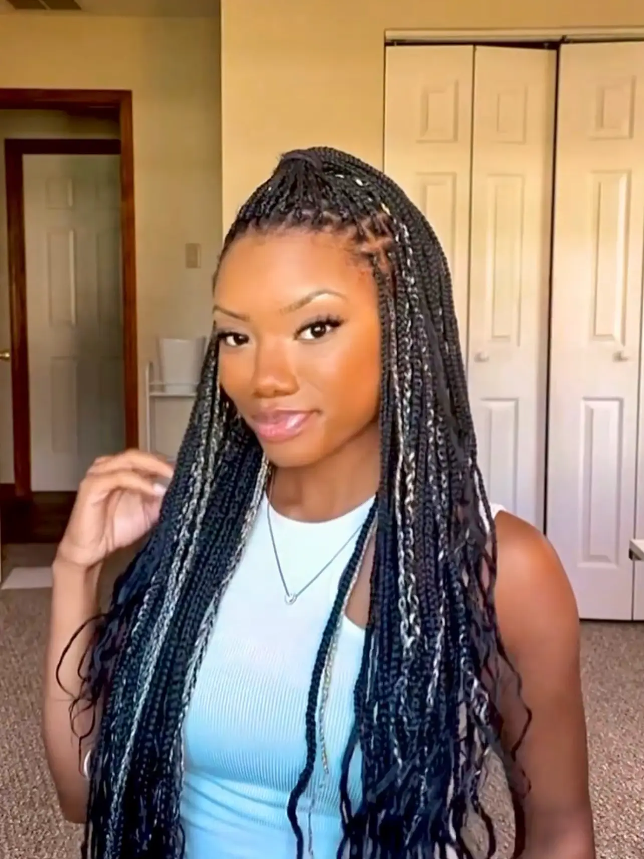 Knotless Box braids with curly ends! I'm so in love with these braids  ♥️� by …
