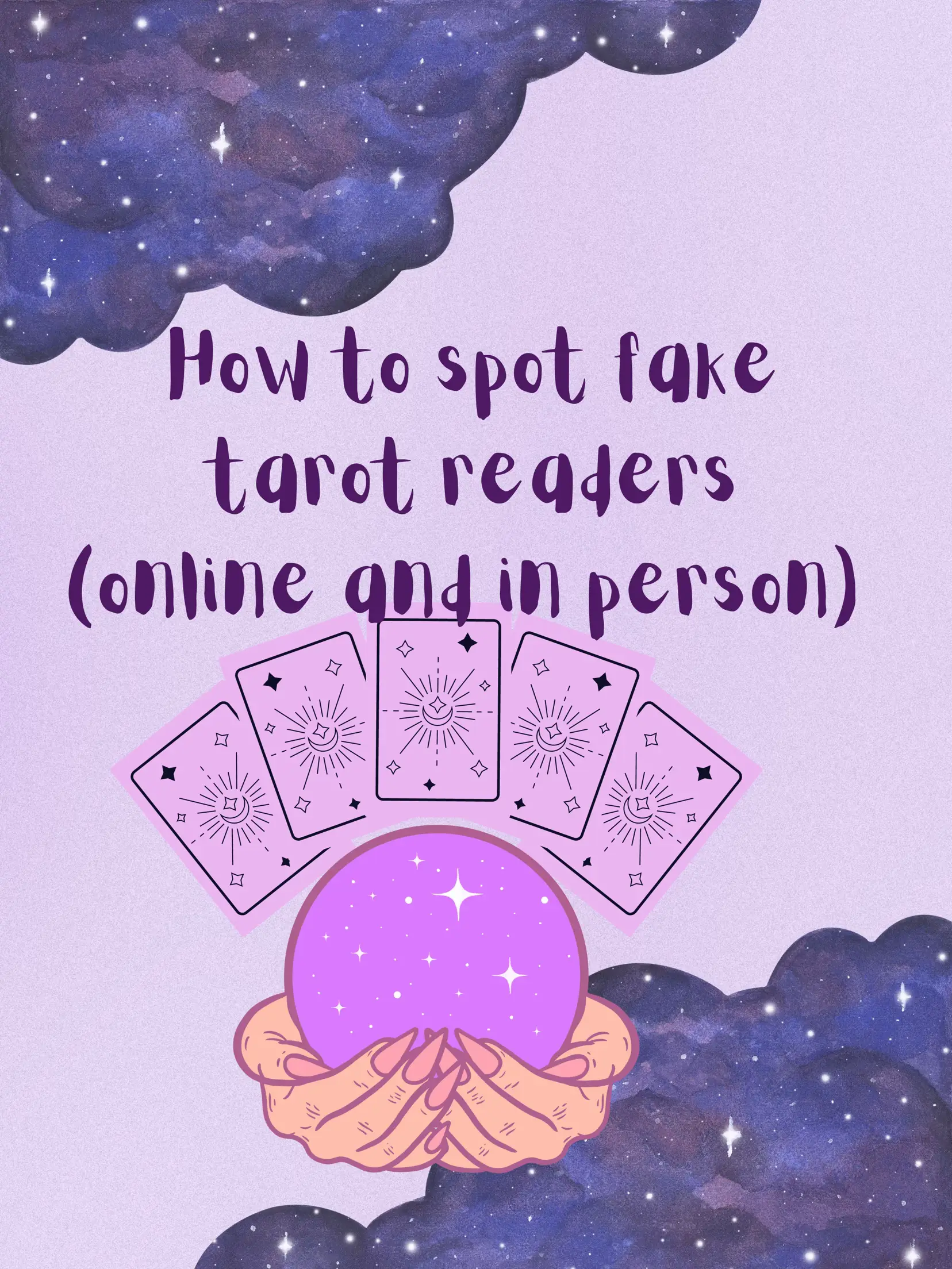  A cartoon image of a sun with the words "How to spot fake tarot readers" written on it.