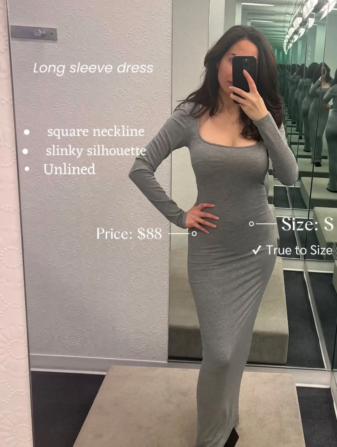 skims dress  Long sleeve dress outfit, Bodycon dress with sleeves, Body  con dress outfit