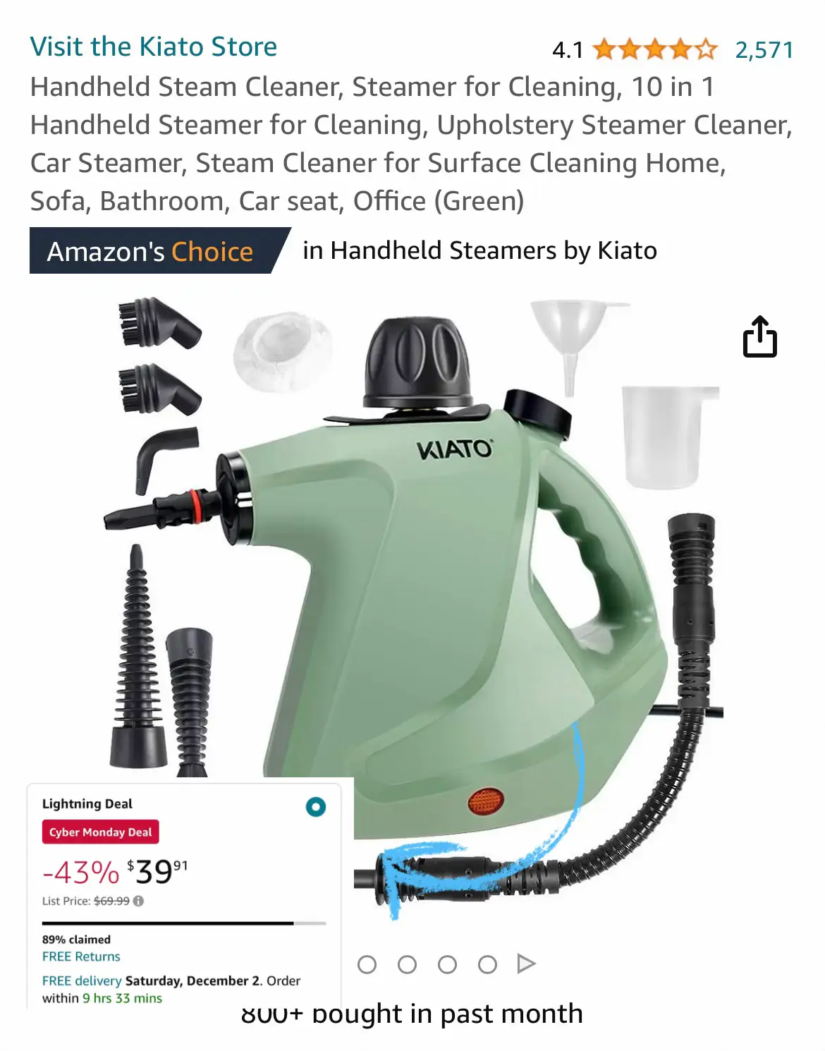 Steam Cleaner 2500W High Pressure Handheld Steamer for Cleaning Portable  Steam Cleaner for Home Use High-Temperature Steamer Cleaner for Car