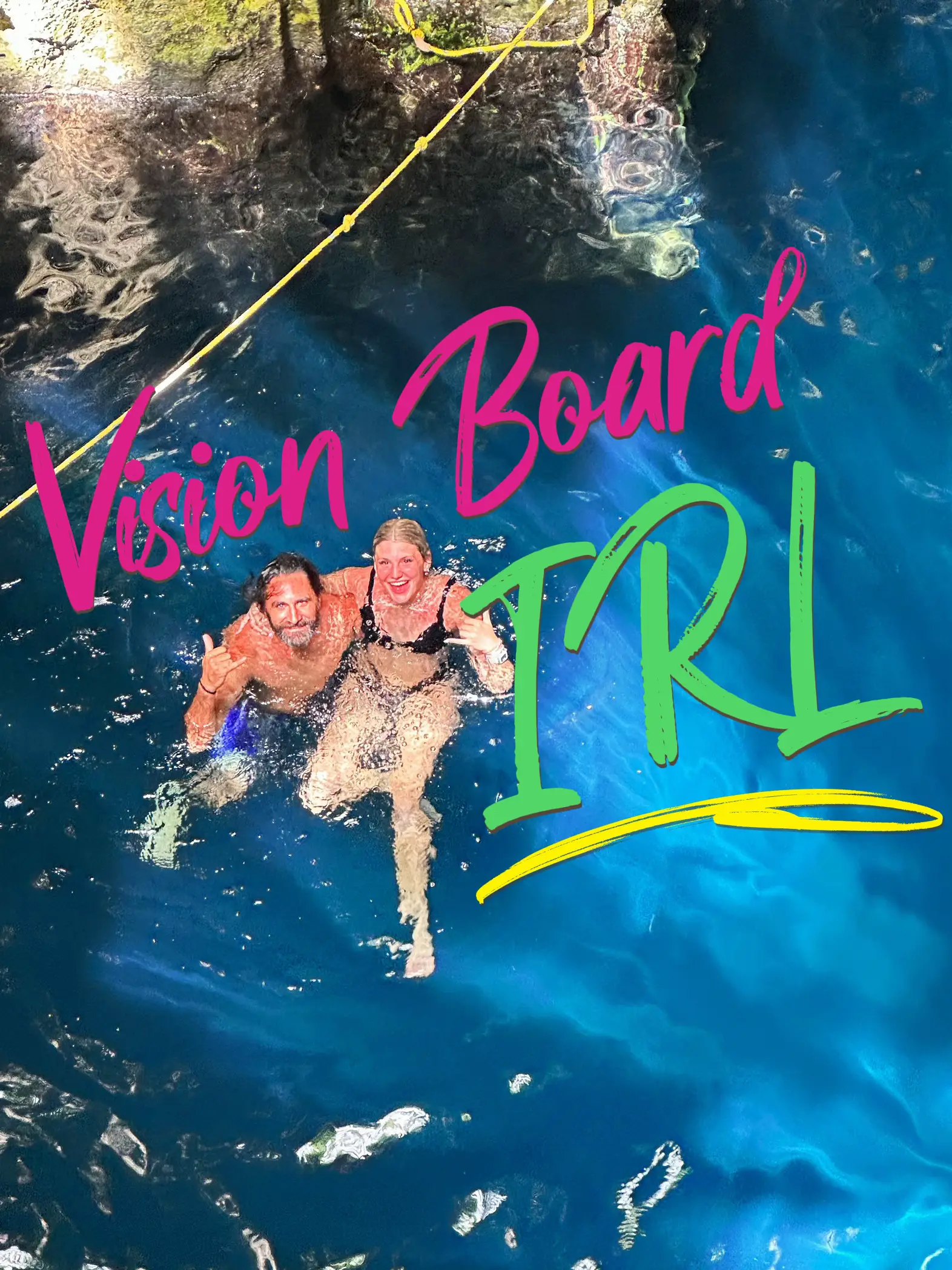  Two people are in the water on a board.