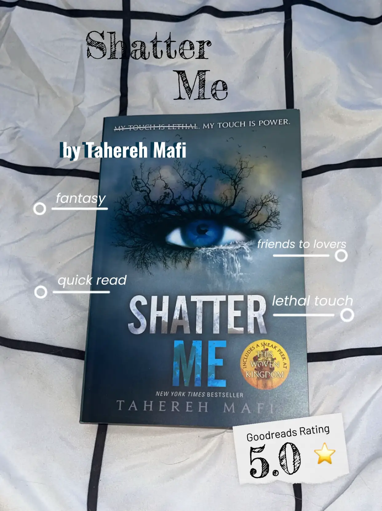 Short Book Review: Shatter Me (Shatter Me #1) by Tahereh Mafi – The Talking  Bookworm