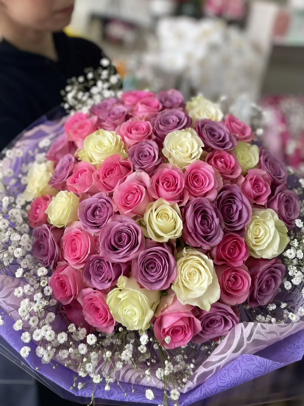 パープルピンクホワイト薔薇の花束 | 【全国発送🌹さかぐちstafが投稿  