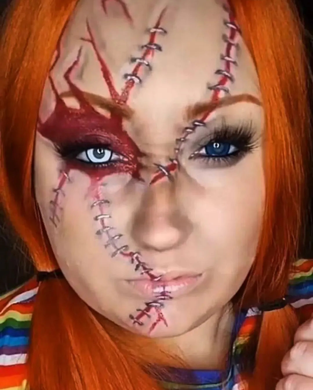 Chucky Makeup Look 3