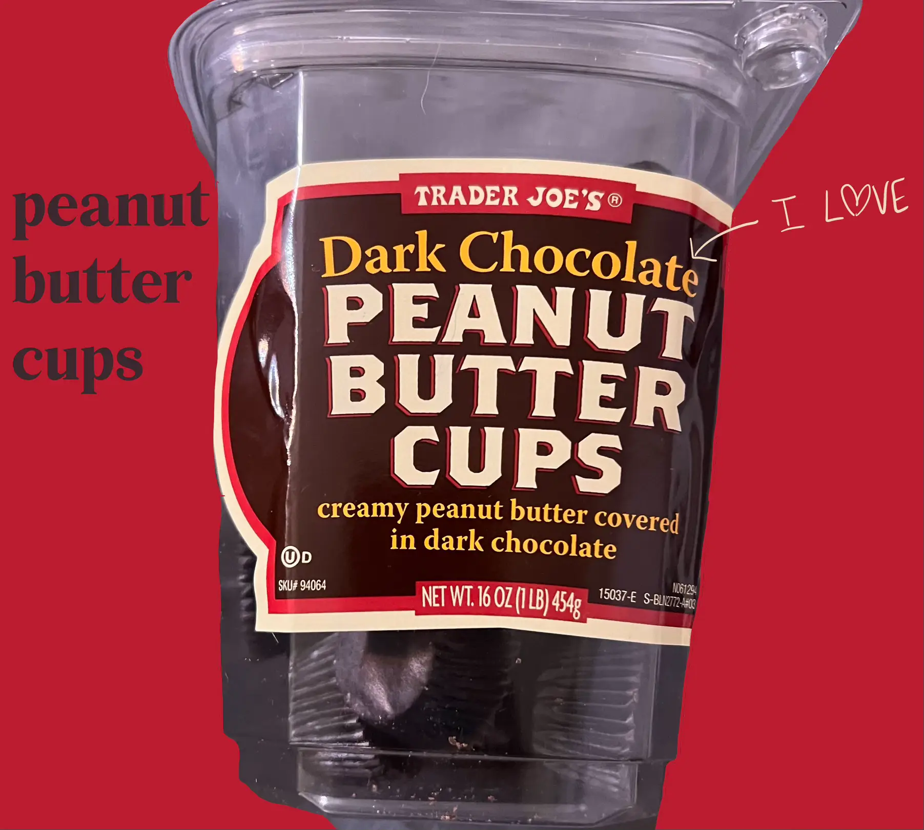 Trader Joe's Dark Chocolate Peanut Butter Cups 16 oz