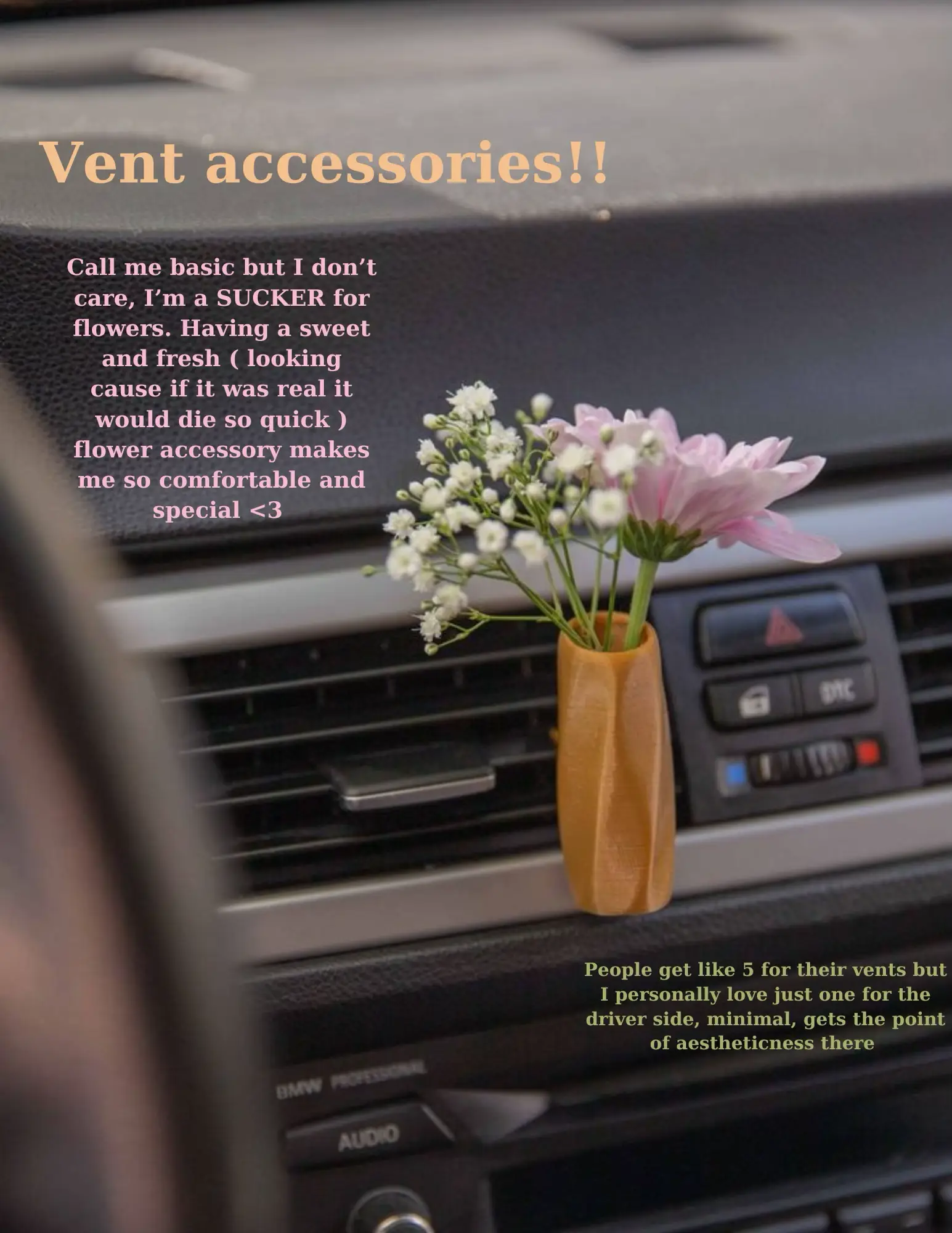 Cute Gifts Pink Car Decor Accessories for Women Teens, 6pcs Car Scent Air  Fresheners Vent Clips, Girly Daisy Flower Decorations Interior Aesthetic