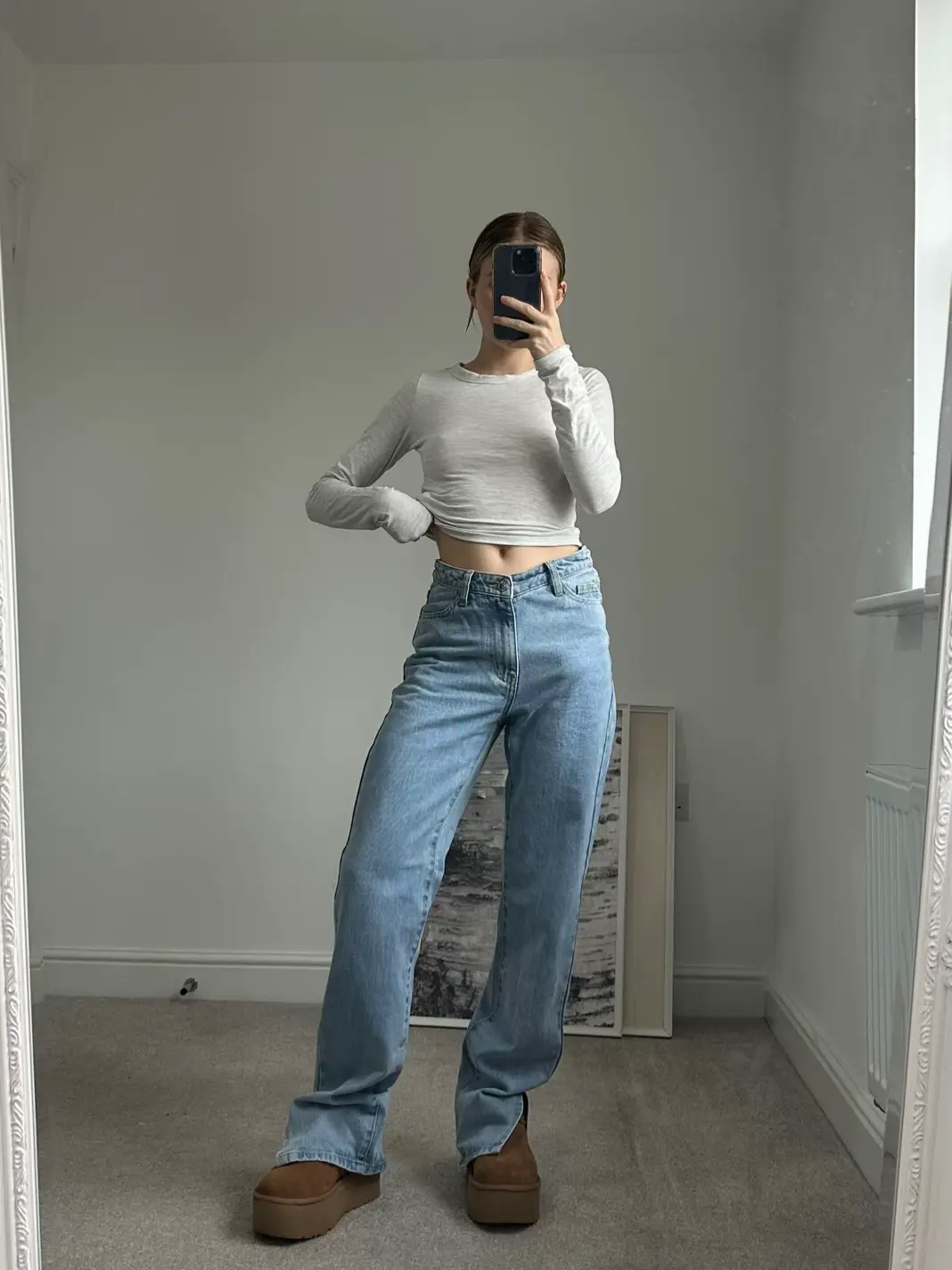 Baggy jeans , my tiny waist ft cute crop tops 🩶✨ Top
