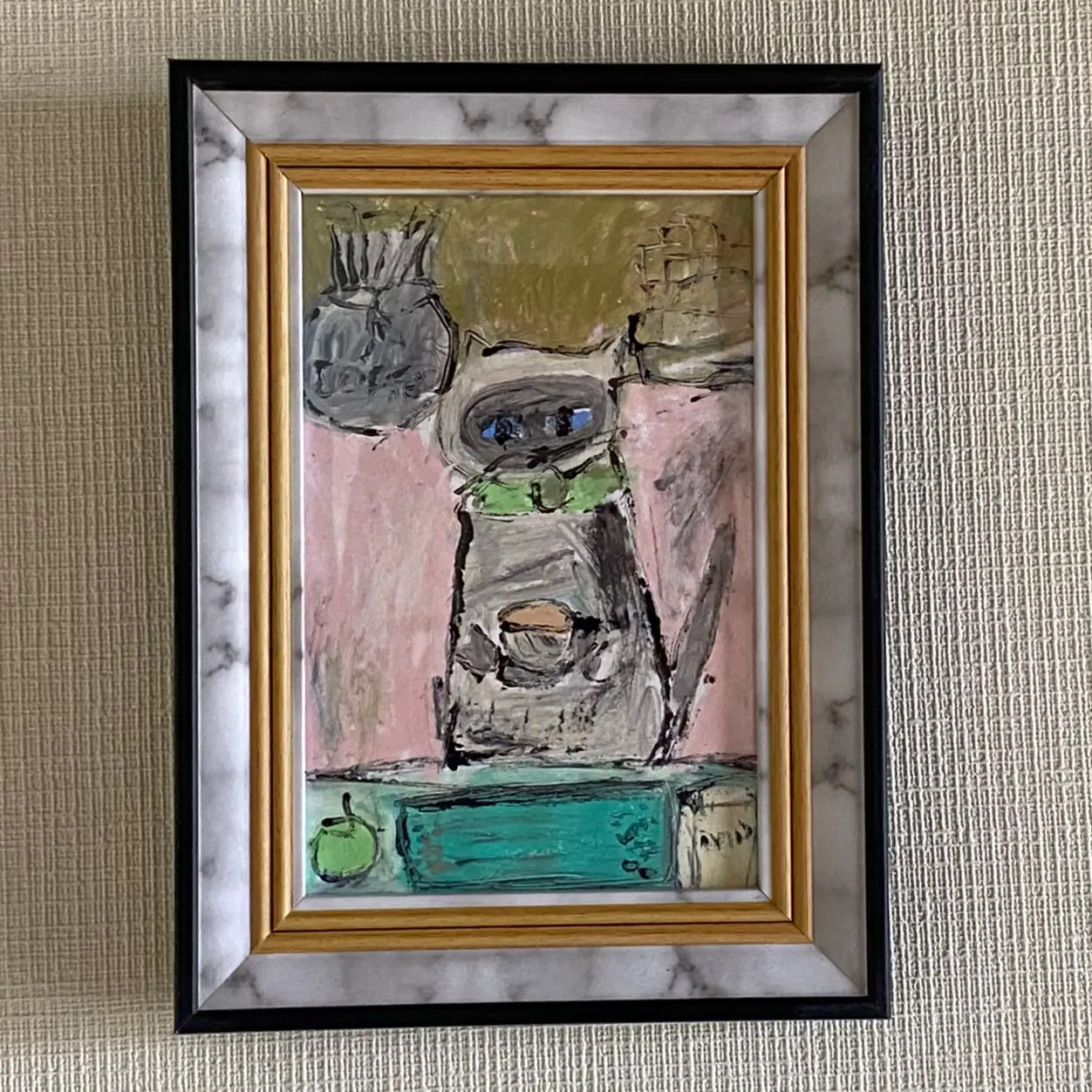 絵画。原画手描【シャム猫たちはデート記念日のためにさくらんぼケーキ