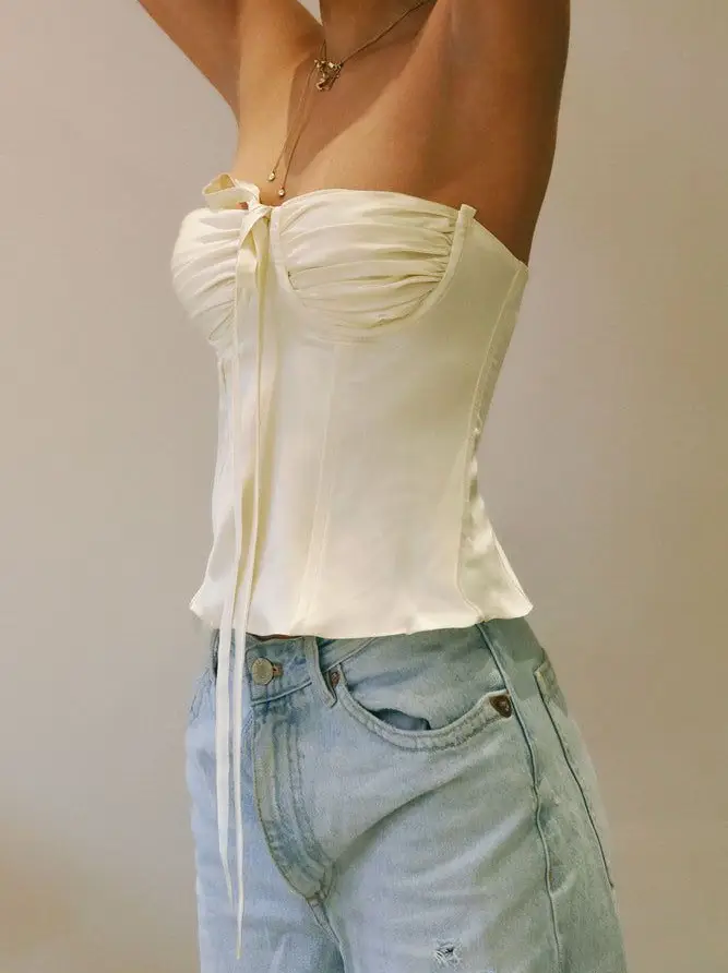 Sassy n Messy Women Losse Fit Comfortable & Casual White Corset Top (XS) :  : Clothing & Accessories