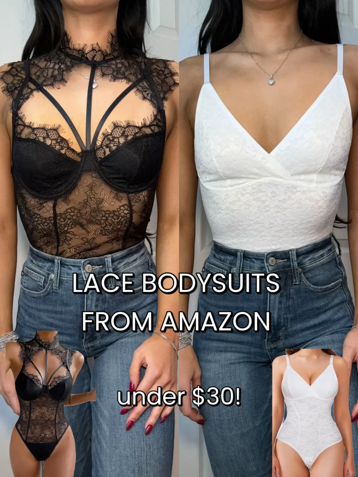 FeelinGirl Lace Bodysuits for Women Tummy Control Shapewear Bodysuit V Neck  Sexy Body Suit Tight Fit Backless Thong Corset Top White S at  Women's  Clothing store