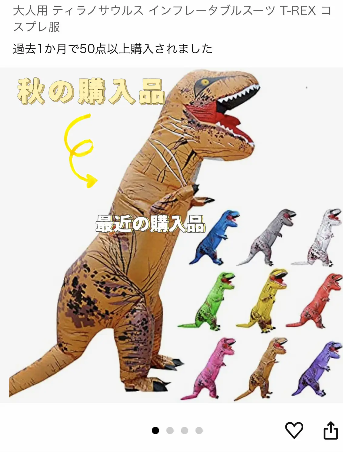 大人用 ティラノサウルス インフレータブルスーツ T-REX おしく コスプレ服