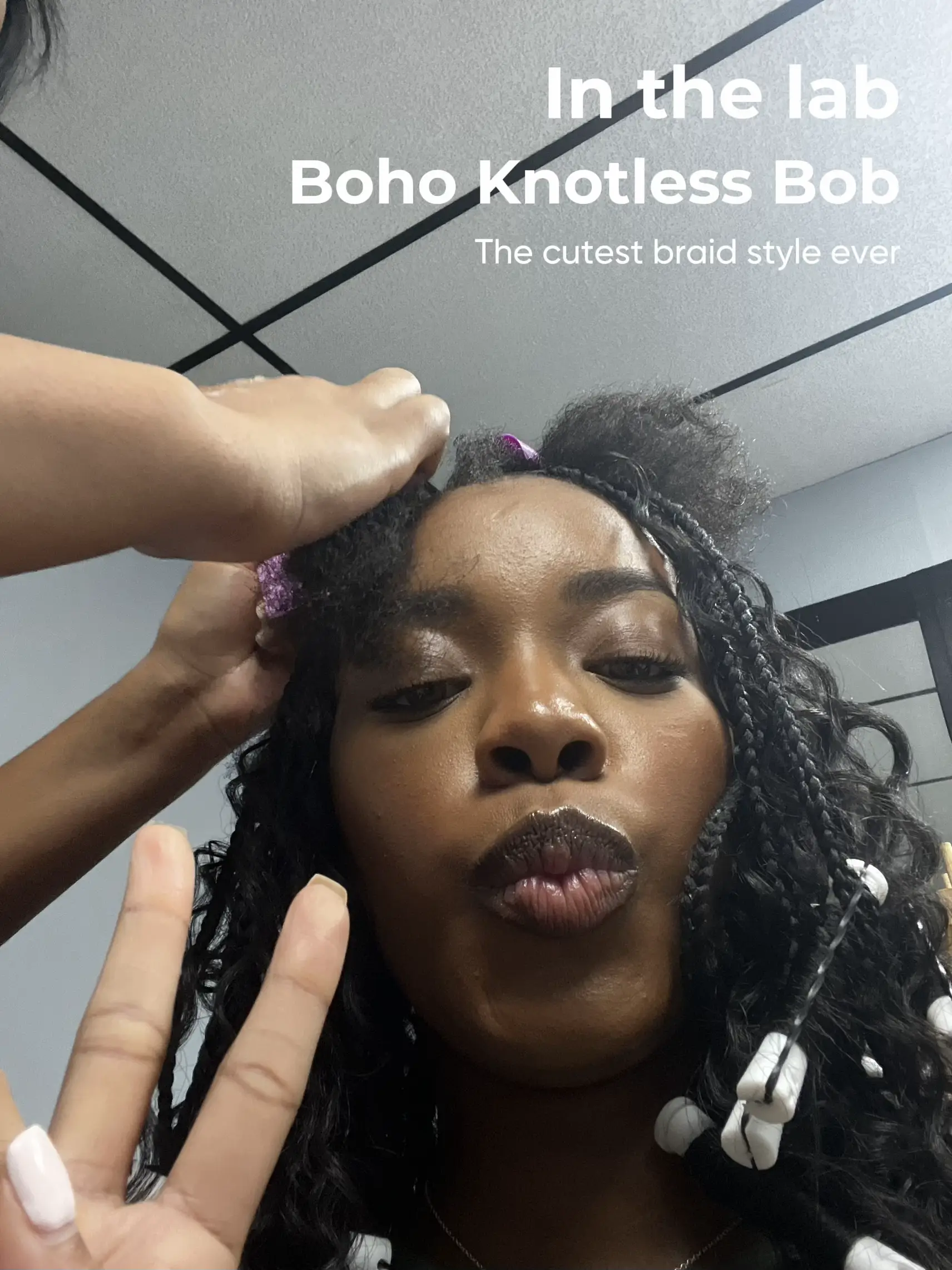 Bohemian knotless braids bob  Bob braids hairstyles, Braided
