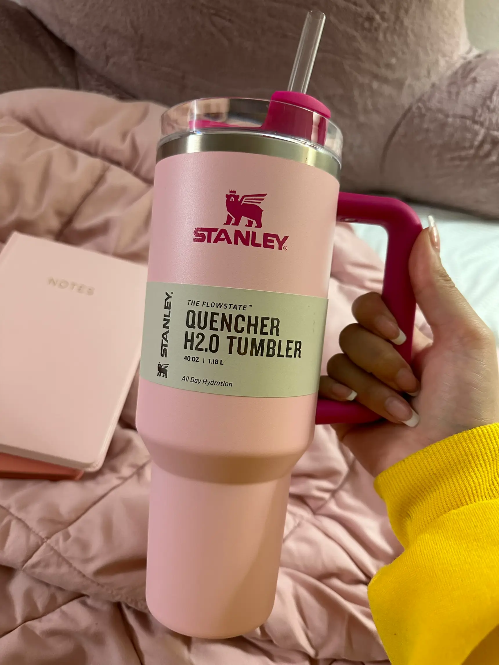 I am in love with this pink Stanley cup, available at your local starb, Stanley Cups