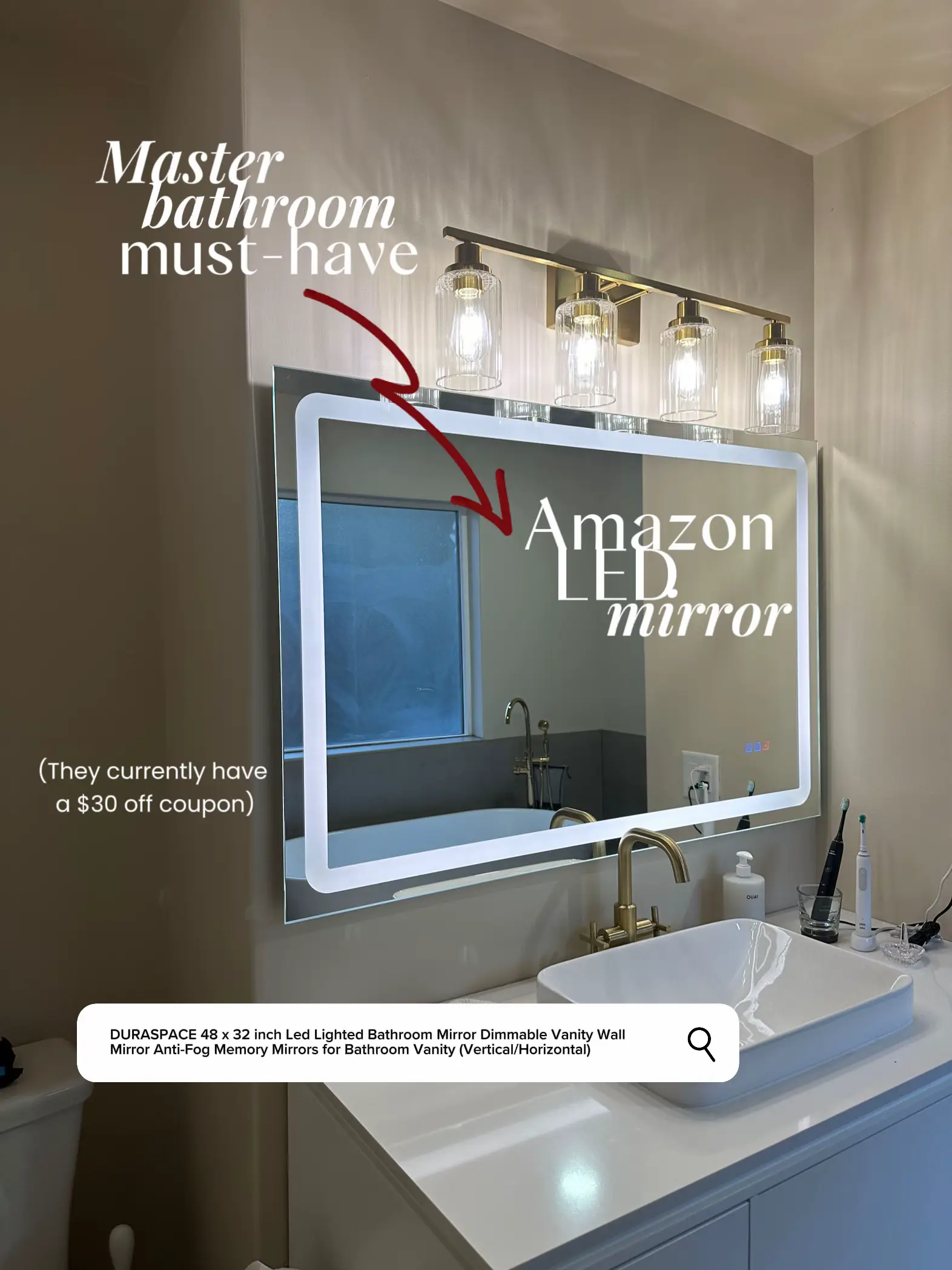 ELEGANT Ambient Light Wall Mounted Bathroom Mirror Fast Anti-Fog