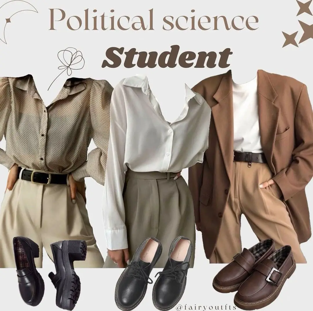  Three mannequins wearing clothing from a political science course.