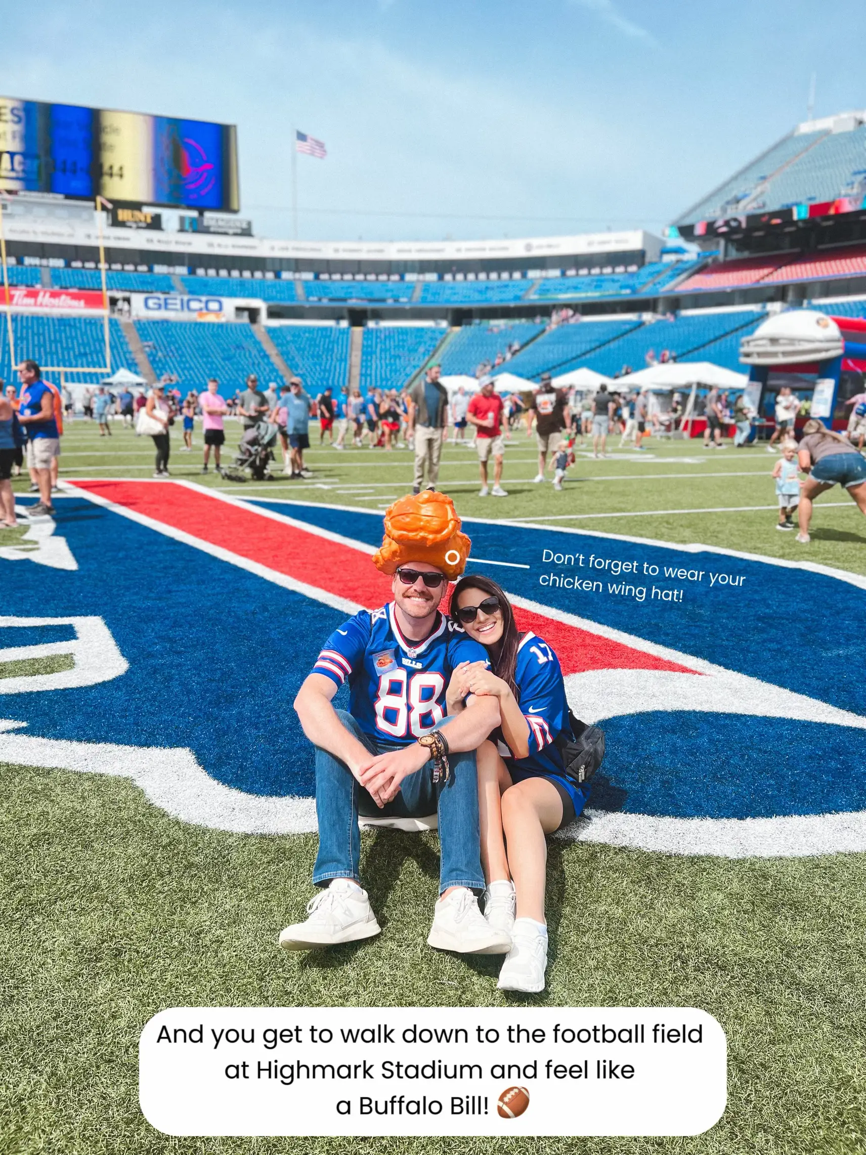 A Buffalo Bills fan wears a chicken wing hat before the start of